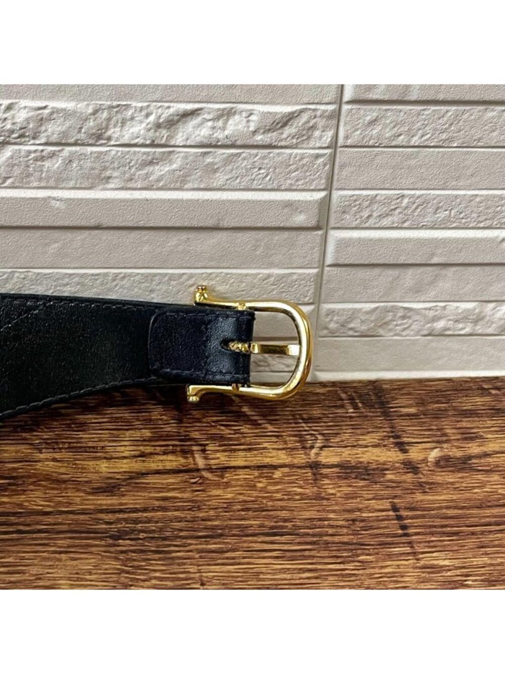 Gucci GG Leather Belt Gold Buckle Navy Hysteria - Picture 7 of 10